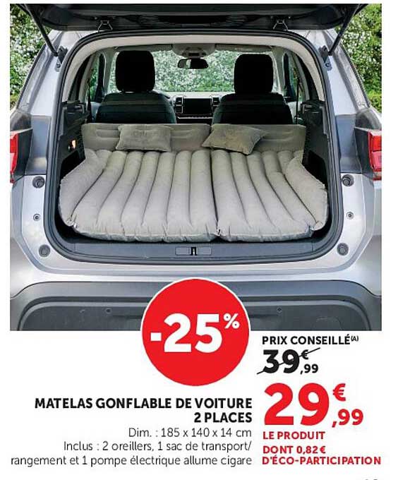Matelas gonflable de voiture