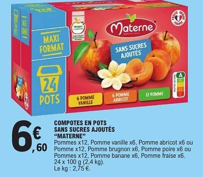 Materne Compotes en pots sans sucres ajoutés