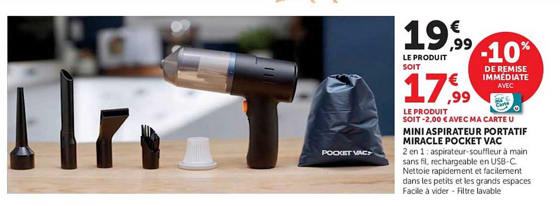 MINI ASPIRATEUR PORTATIF MIRACLE POCKET VAC