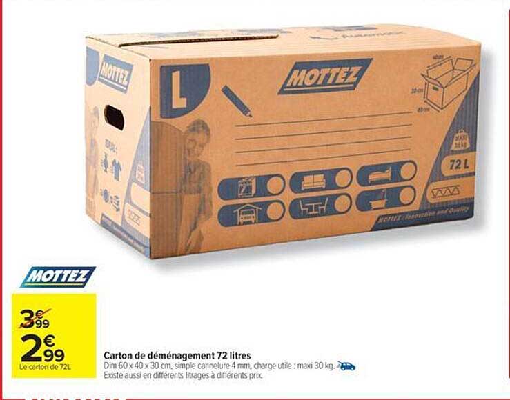 MOTTEZ Carton de déménagement 72 litres