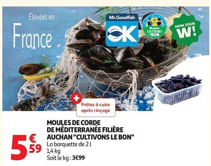 MOULES DE CORDE DE MÉDITERRANÉE FILIÈRE AUCHAN "CULTIVONS LE BON