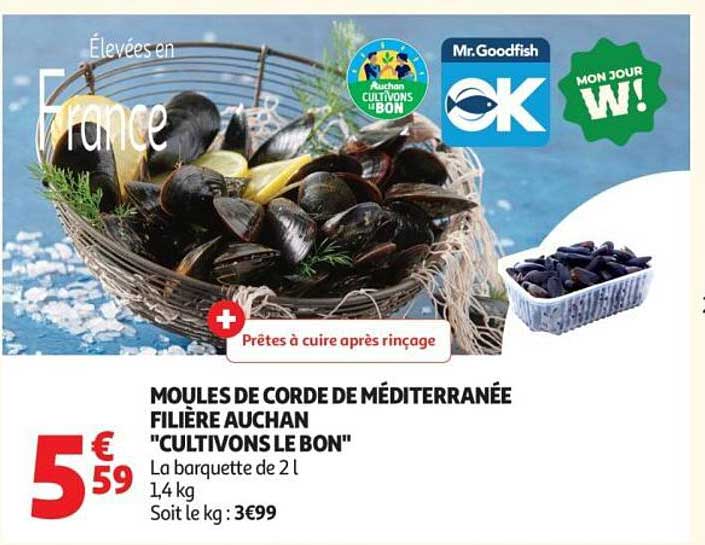 MOULES DE CORDE DE MÉDITERRANÉE FILIÈRE AUCHAN "CULTIVONS LE BON