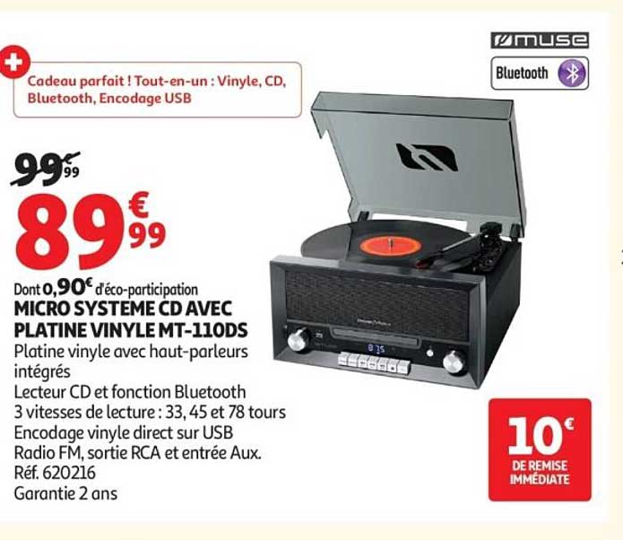 MUSE Micro Systeme CD Avec Platine Vinyle MT-110DS