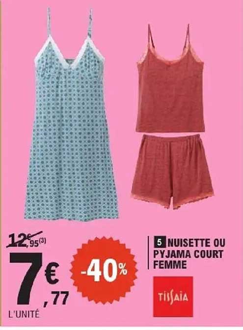 NUISSETTE OU PYJAMA COURT FEMME