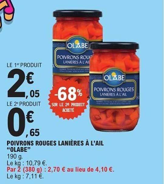 OLABE Poivrons rouges lanières à l'ail