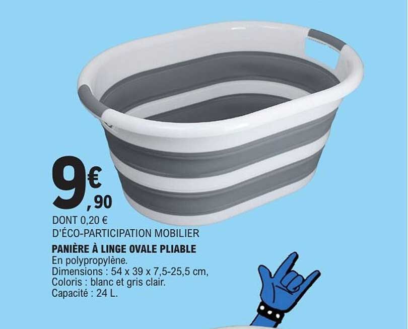 PANIÈRE À LINGE OVALE PLIABLE