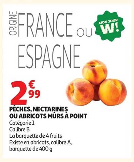 Pêches, nectarines ou abricots mûrs à point