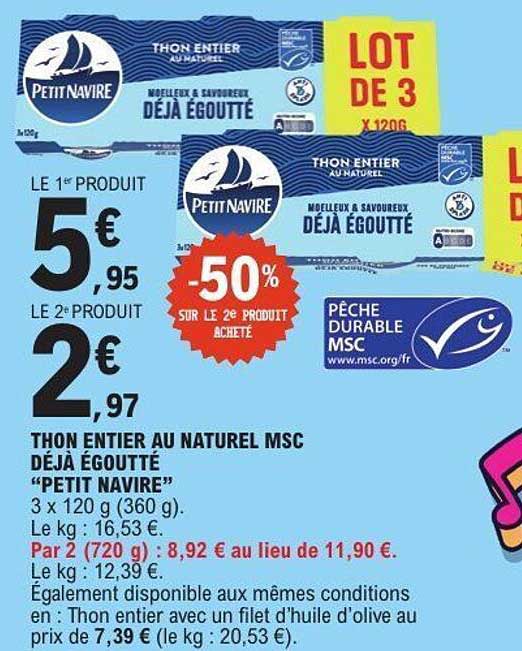 Petit Navire Thon entier au naturel