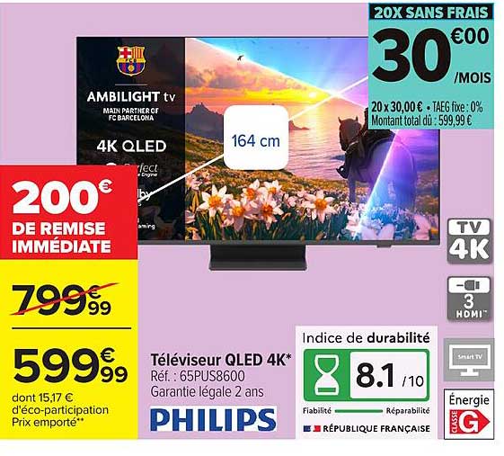 PHILIPS Téléviseur QLED 4K*