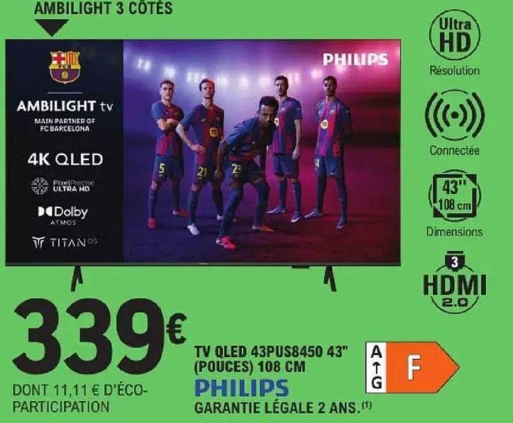 PHILIPS TV QLED 43PUS8450 43