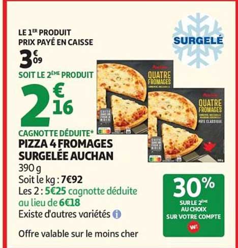 Pizza 4 Fromages Surgelée Auchan