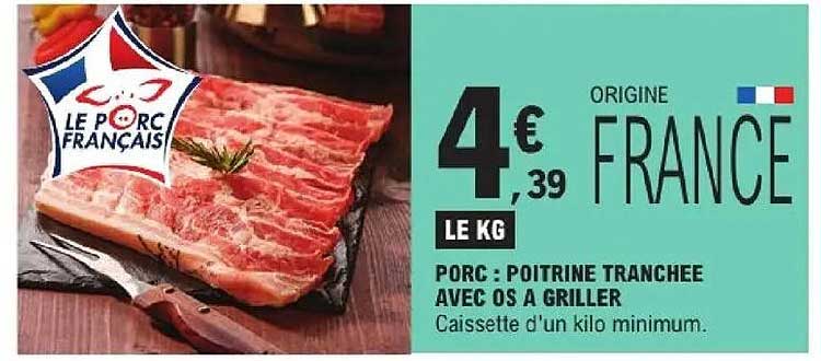 PORC : POITRINE TRANCHEE AVEC OS A GRILLER
