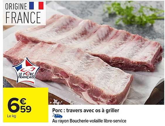 Porc : travers avec os à griller