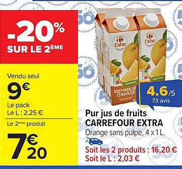 Pur jus de fruits CARREFOUR EXTRA