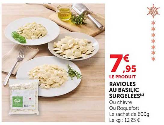 RAVIOLES AU BASILIC SURGELÉES