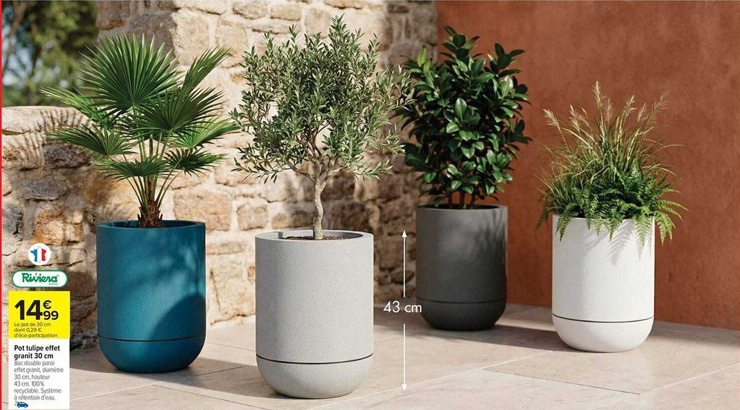 Riviera Pot tulipe effet granit 30 cm