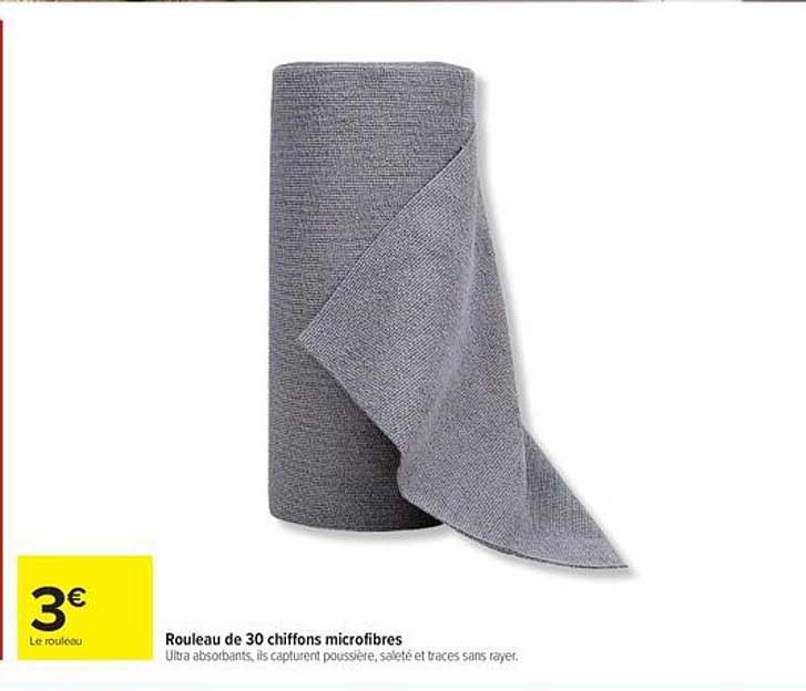 Rouleau de 30 chiffons microfibres