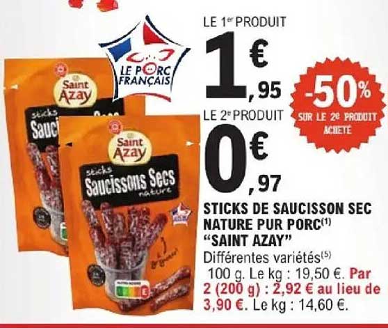 Saint Azay Saucissons Secs nature