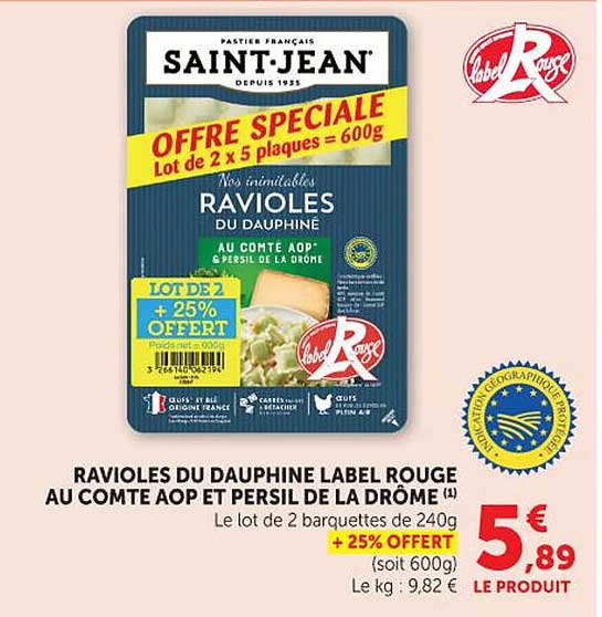 SAINT-JEAN RAVIOLES DU DAUPHINE LABEL ROUGE