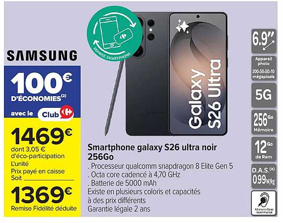 Samsung Galaxy S26 ultra noir