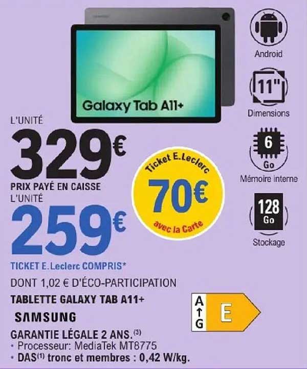 SAMSUNG TABLETTE GALAXY TAB A11+