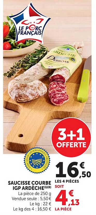 Saucisse Courbe IGP Ardèche
