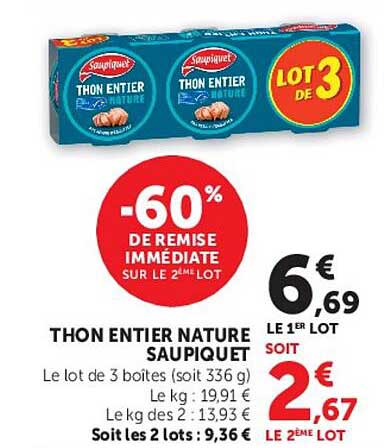 Saupiquet Thon entier nature