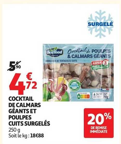 Seafood Cocktail de calmars géants et poulpes cuits surgelés
