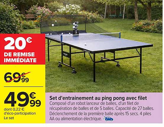Set d'entraînement au ping pong avec filet
