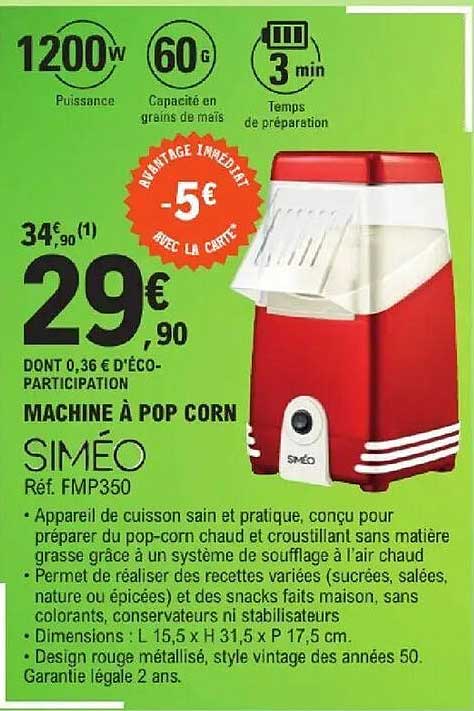 SIMÉO Machine à pop corn