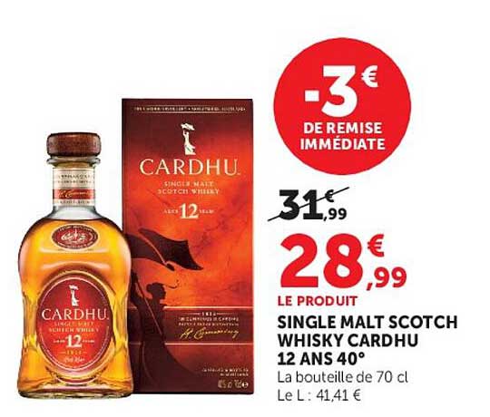 Single Malt Scotch Whisky Cardhu 12 Ans 40°