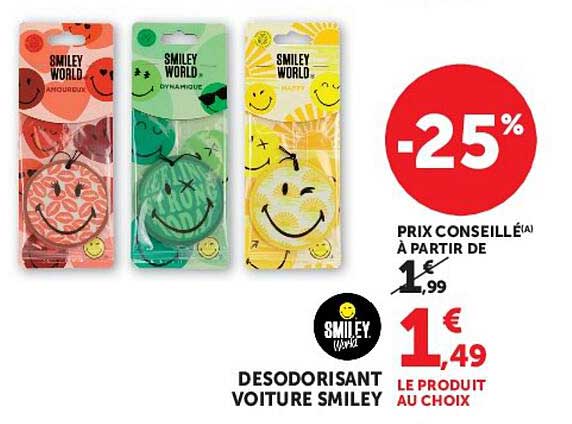 SMILEY WORLD DESODORISANT VOITURE SMILEY