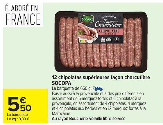 Socopa Chipolatas supérieures façon charcutière