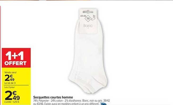 Socquettes courtes homme