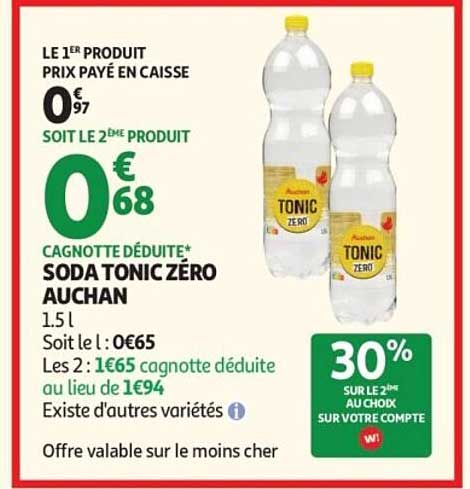 SODA TONIC ZÉRO AUCHAN