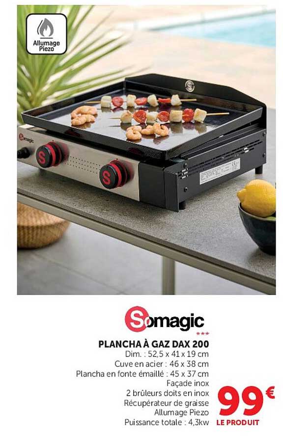 Somagic PLANCHA À GAZ DAX 200