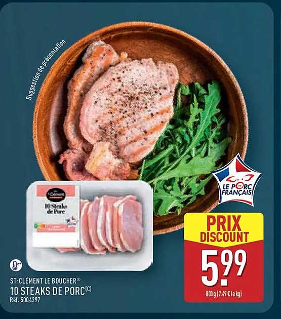 ST-CLEMENT LE BOUCHER 10 STEAKS DE PORC