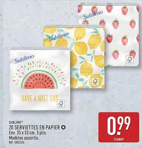Sublimo 20 serviettes en papier