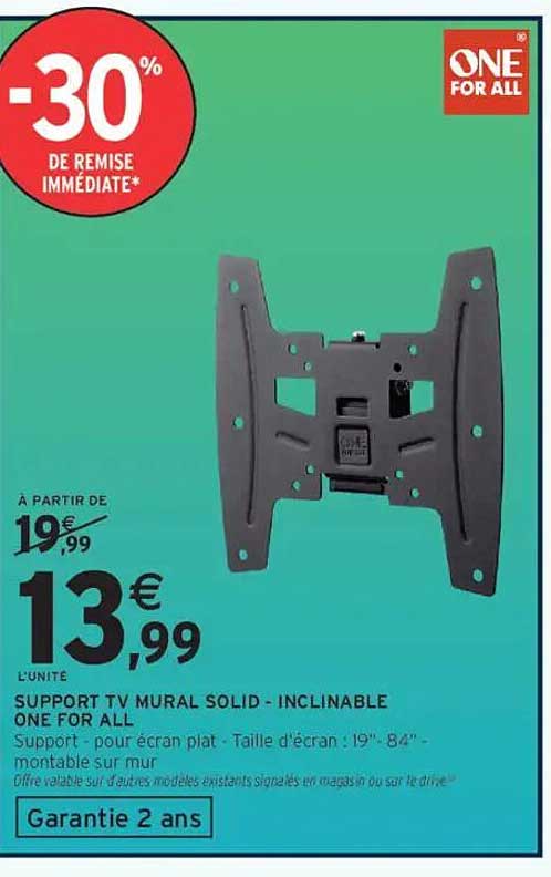 Support TV Mural Solid - Inclinable One For All