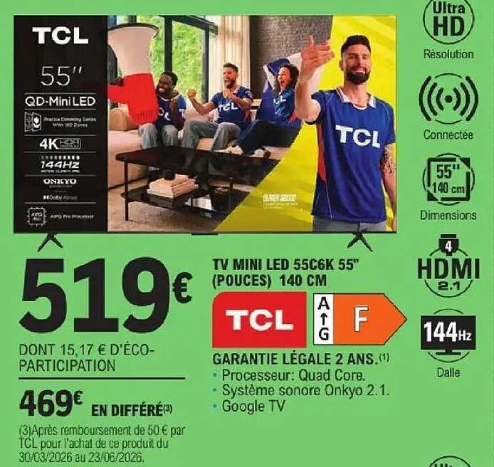 TCL TV MINI LED 55C6K 55