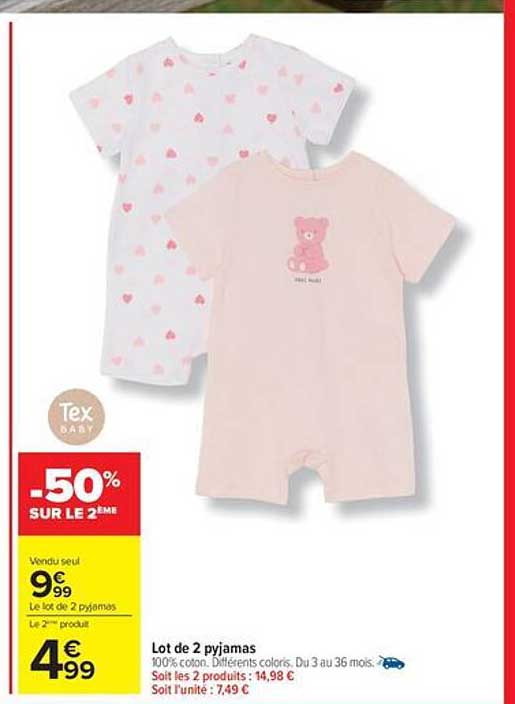 Tex Baby Lot de 2 pyjamas