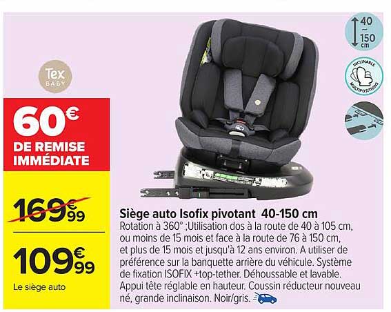 Tex Baby Siège auto Isofix pivotant