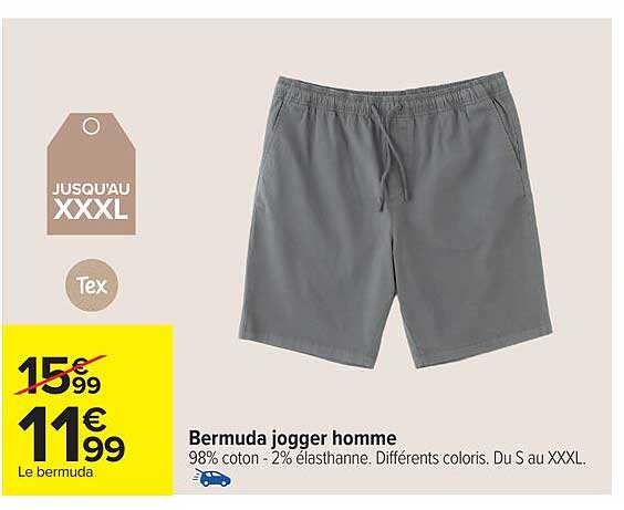 Tex Bermuda jogger homme