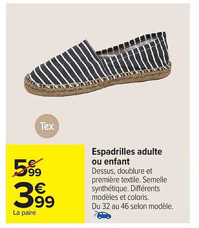 Tex Espadrilles adulte ou enfant