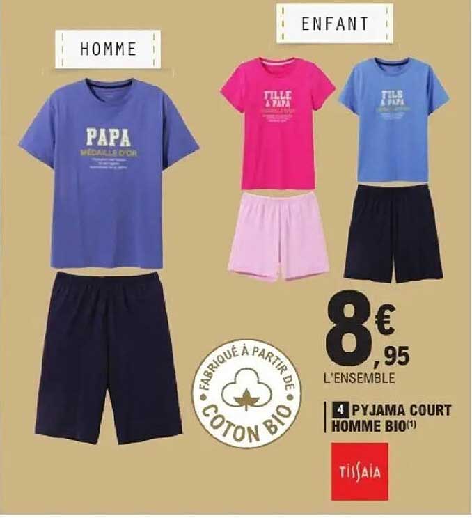 TISSAIA PYJAMA COURT HOMME BIO