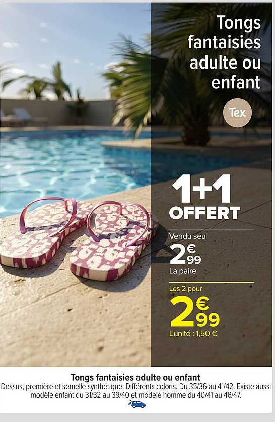 Tongs fantaisies adulte ou enfant