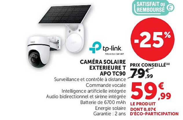 tp-link Caméra Solaire Exterieure T APO TC90