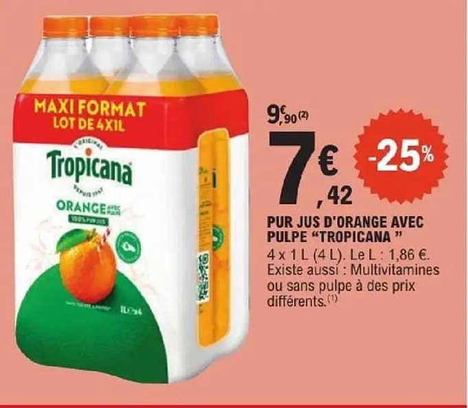 Tropicana Orange avec pulpe