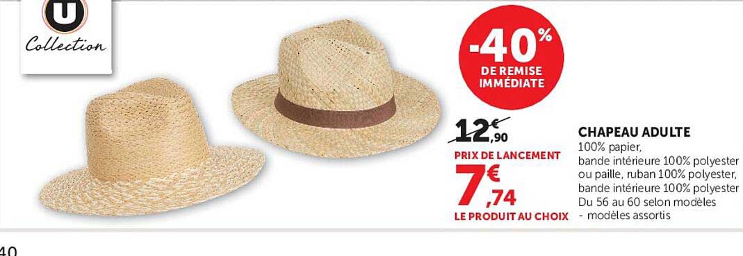 U Collection CHAPEAU ADULTE