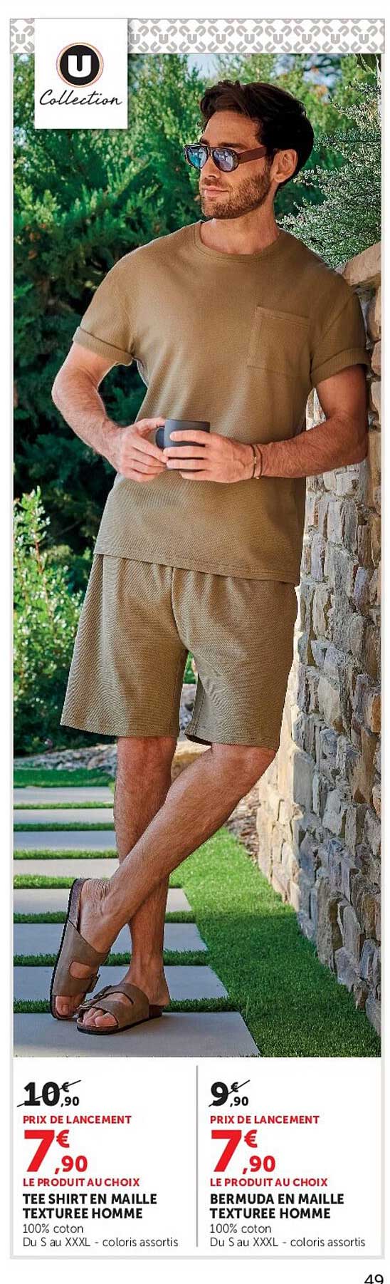 U Collection Tee shirt en maille texturee homme